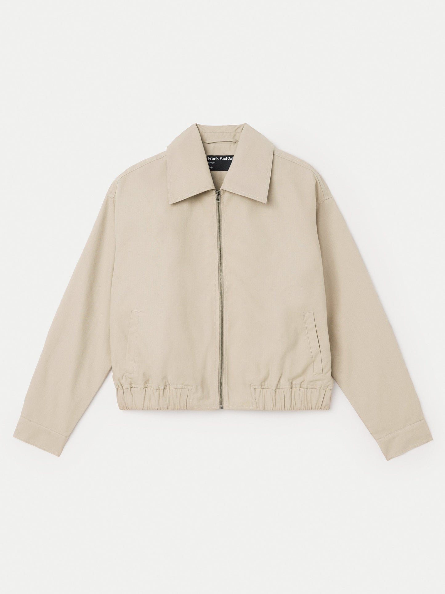 The Zip Up Bomber Jacket in Light Beige