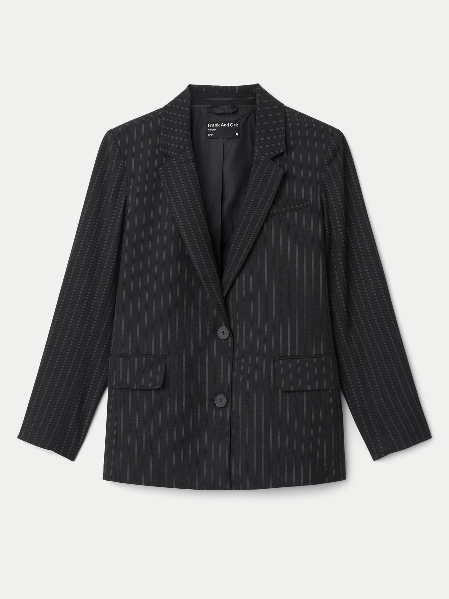 The Striped 2-Button Blazer in Charcoal Grey