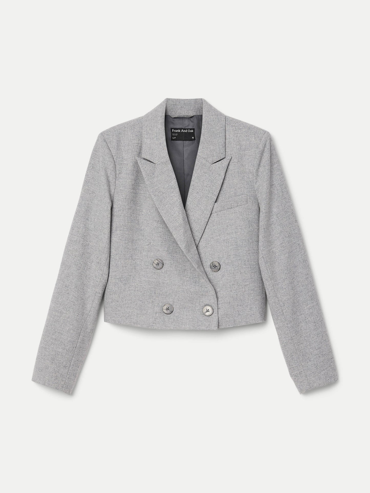 The Cropped Double Breasted Blazer in Light Grey