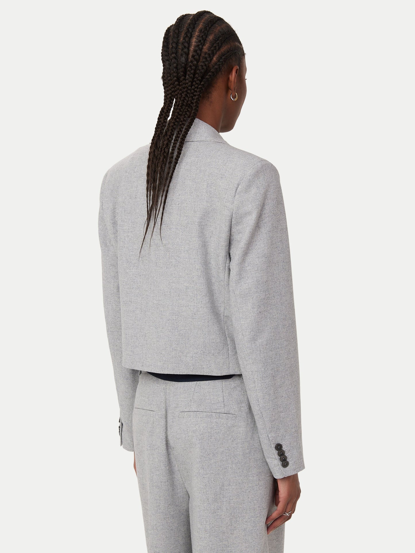 The Cropped Double Breasted Blazer in Light Grey